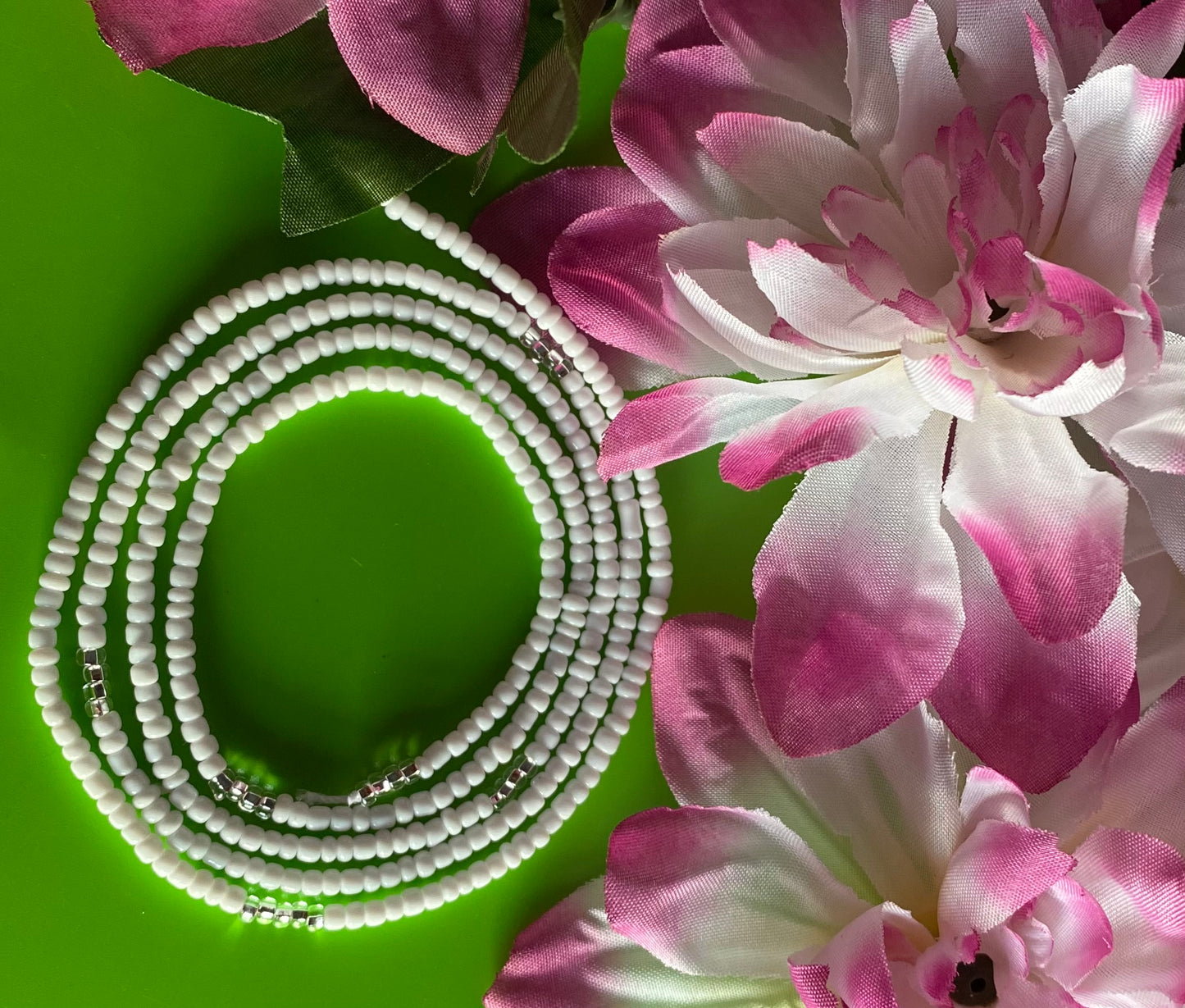 White w/ Clear Waist Beads
