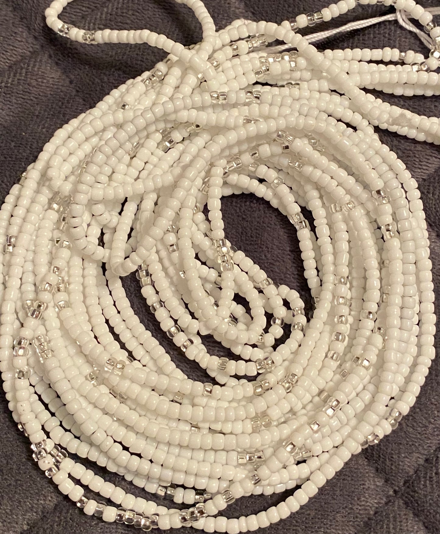 White w/ Clear Waist Beads